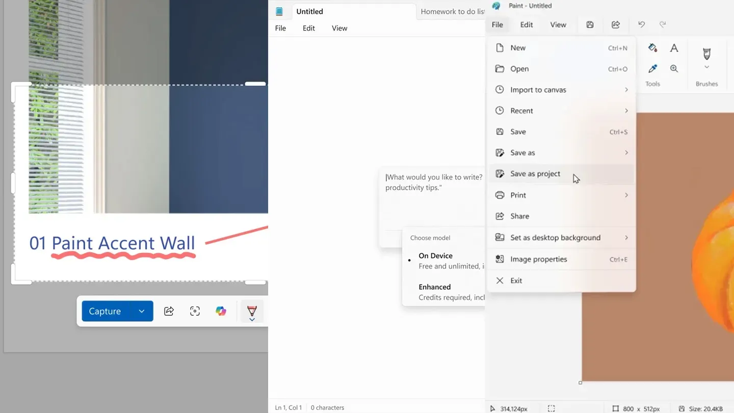 Paint, "Блокнот" та "Ножиці" у Windows 11 отримали безліч нових функцій